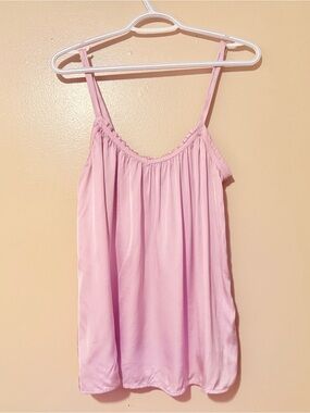 Light Pink Satin Camisole Tank with Spaghetti Straps